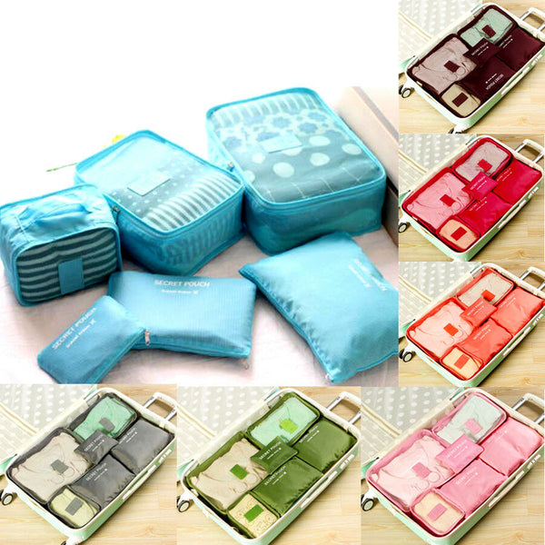 6PCS Waterproof Clothes Travel Storage Bags Packing Cube Luggage