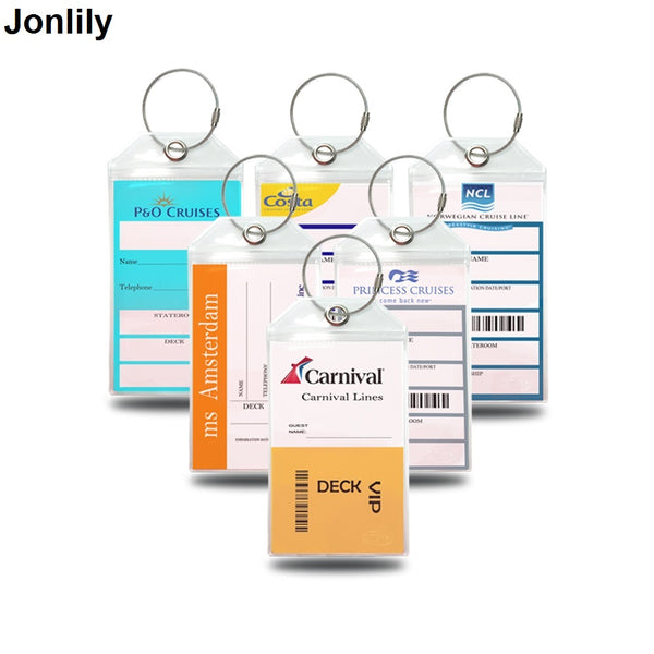 Cruise Tags Luggage Etag Holders Zip Seal & Steel Loops Thick PVC